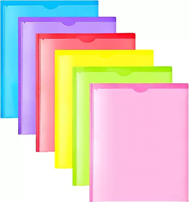 Heavy Duty Plastic Folders With Clear Front Pocket - 6PCS 3 Pockets Folders Wit • $23.15