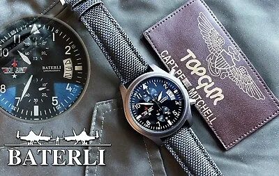Baterli TOPGUN Aviator Pilot’s Chronograph Quartz Wrist Watch Grey Case • £94.99