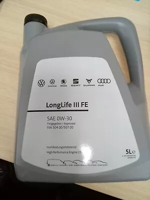 £49.95 • Buy 5LTRS VW Audi Original Engine Oil Oil SAE 0W30 Longlife 3 III FE G555545M4EUR