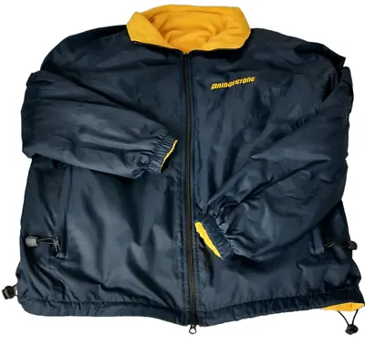 Bridgestone Tires Mens Coat SZ M Jacket Reversible Blue Yellow Racing Warm Lined • $27.99