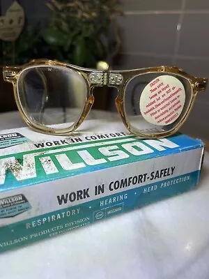 Vtg WILLSON GOGGLES Amber Glasses Clear Lens Foldable Steampunk Welder • $99