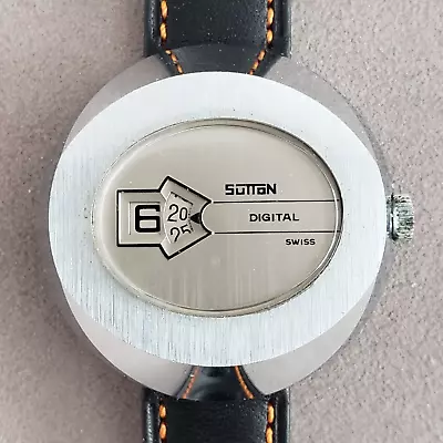 1960s Sutton Digital Jump Hour Vintage Mechanical Watch Manual Wind 41mm Case • $110