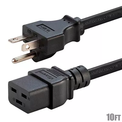 10FT 12AWG 3-Prong NEMA 6-20P To IEC 60320 C19 Heavy Duty Power Cord Cable Black • $42.16