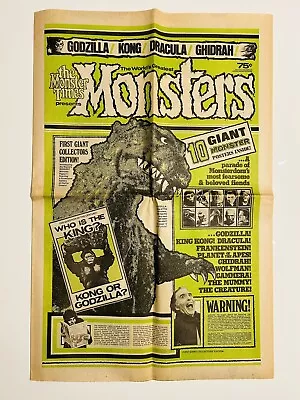 Monster Times (1974) Presents 1st Giant Edition Godzilla Kong Newspaper 15”x22” • $21.24