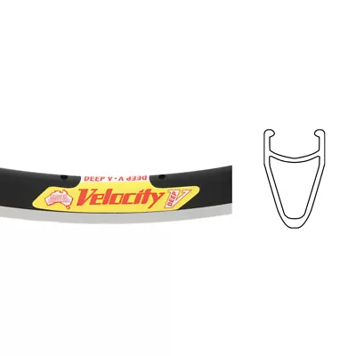 Velocity Deep-V 700c 36h Black With Machined Sidewall • $96