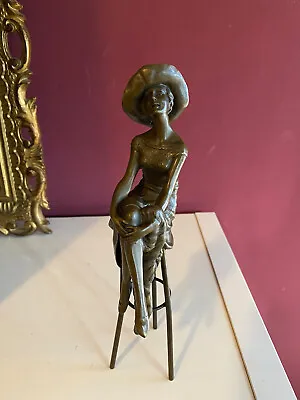 Vinatge  BRONZE FIGURINE SCULPTURE STATUE AT THE BAR GP LADY FIGURE D.H.CHIPARUS • £149.39