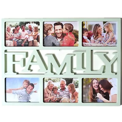 Multi Aperture Collage Photo Frame Wall Hanging Family 6 Pictures Pale Mint • £12.99