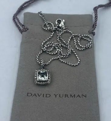 • David Yurman Sterling Silver Petite Albion Prasiolite Diamond Necklace • $299
