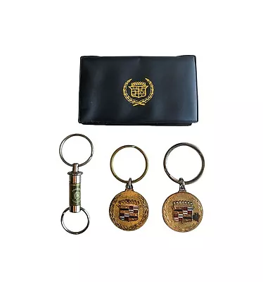 Vintage Cadillac Emblem Metal Key Chains And Key Case Shield Wreath Logo • $49.99