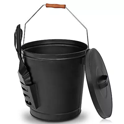 5.15 Gallon Ash Bucket W/Lid Shovel Galvanized Metal Hot Ash Pail For Fireplace • $35.58