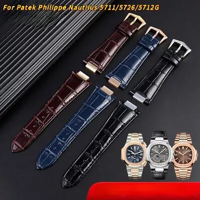 Leather Watch Strap With Connector For Patek Philippe Nautilus 5711 5726 5712g • $27.69