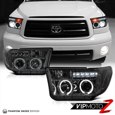 For 07-13 Toyota Tundra Pickup Truck SMOKE Halo LED Projector Headlight Headlamp • $180.87