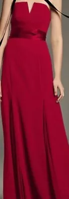 White Vera Wang Womens Strapless Bridesmaid Dress Red Size 8 Sweetheart Neck • $10