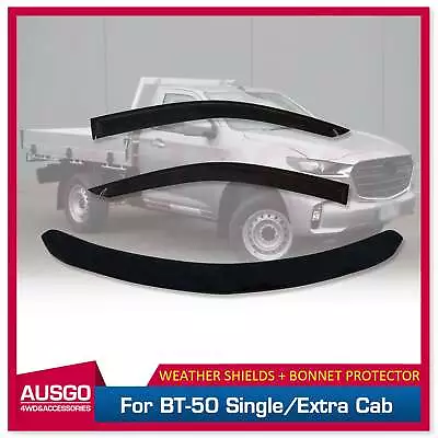 AUSGO Bonnet Protector + Weather Shields For BT-50 UP Single / Extra 2011-2020 • $138.91