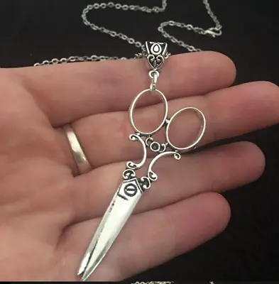 Vintage Scissor Pendant Necklace Women Men Gothic Goth Handgloves Steampunk GIFT • £6.05