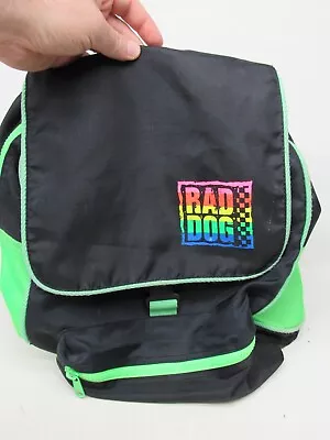 Vintage Rad Dog Neon Backpack 1990s BMX Surfing Racing Green Black 1980s Skater • $307.72