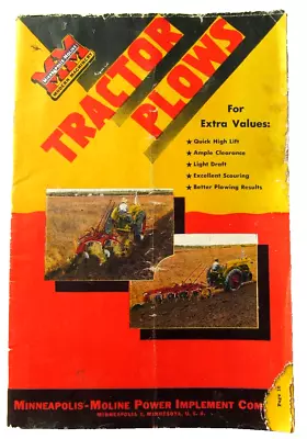 Vintage MM Minneapolis Moline Tractor Plows Brochure 4-48 • $4.95