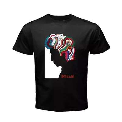 BOB DYLAN Logo Milton Glaser Sketch Men Black Black Cotton T-Shirt • $22.99