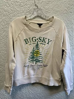 J Crew Big Sky Crew Neck Sweatshirt Med Cream Green Original Cotton Terry • $17.50