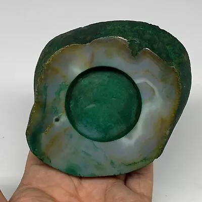 237.4g 4.1 X3.6 X0.7  Dyed Agate Tea Light Candle Holder Crystal B25574 • $15