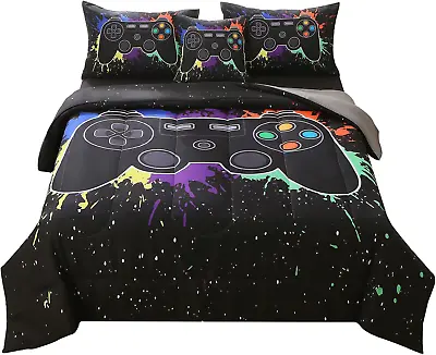 Full Gamer Comforter Sets For Boys 6 Piece Bed In A Bag 3D Video Game Bedding - • $78.99