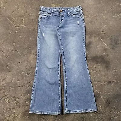 Vanity Women's Jeans Size 30x33 Blue Pants Flared Distressed Stretch Light Denim • $26.15