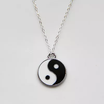 Stunning 925 Sterling Silver Chain Yin And Yang Pendant Necklace Grunge 90s • $6.95