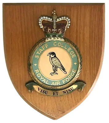 Military RAF Royal Air Force Staff College Wooden Mess Wall Plaque Shield Bird • £25.99