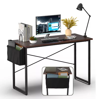 Modern Computer Desk 47  Study Writing Table Home Office With Storage Bag Coffee • $59.99