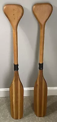 Pair (2) Vintage Unbranded 35.5  Wooden Paddles / Oars.  Decorative. Very Nice! • $69