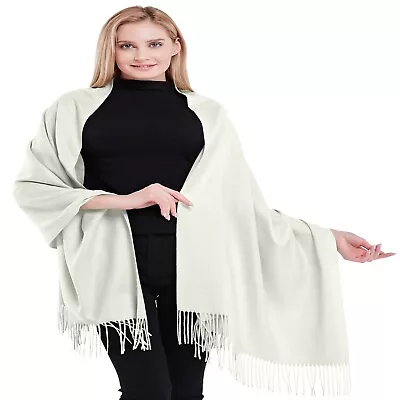 White 100% Cashmere Shawl Pashmina Scarf Stole Hand Made In Nepal CJ Apparel NEW • $119.99
