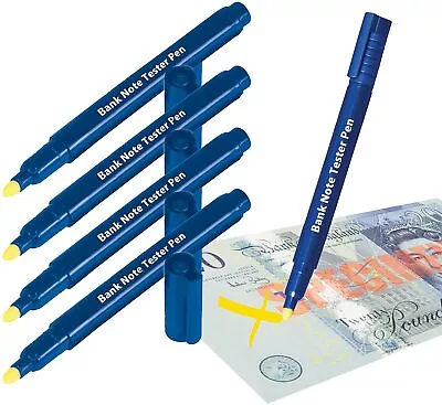 5 PACK Bank Pound Note Marker Pens - Money Checker Fraud Counterfeit Fake/Real • £7.99