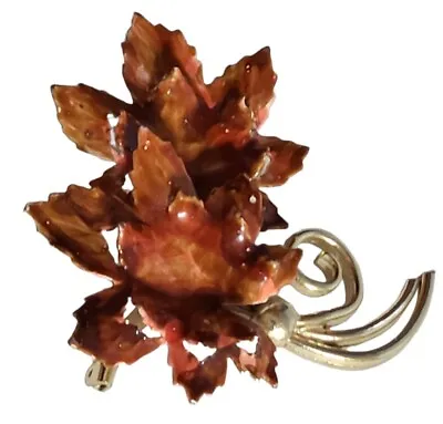 Vintage Stamp Signed Coro Fall Gold Tone Double Maple Leaf Brooch 1960 Released  • $16.99