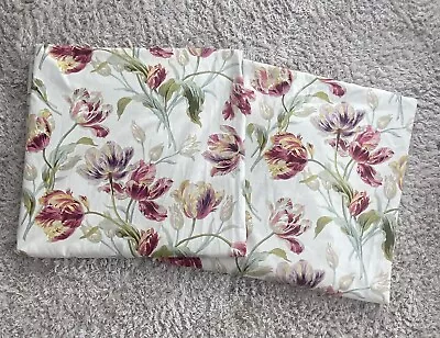 Laura Ashley Gosford Cranberry Curtains Pair Floral Cream Pink Purple W81  L85  • £125