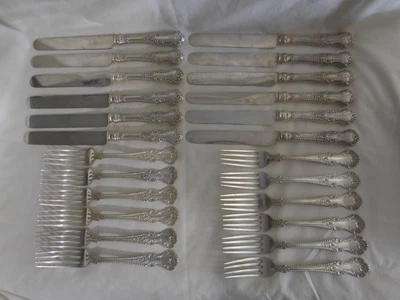 $900 • Buy Gorham Cambridge Sterling Silver Knife And Fork Place Setting For 12 Mono  Lmr 