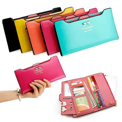 Women Leather Thin Wallet Cute Bow Long Purse Multi ID Credit Card Holder Gift • $6.99