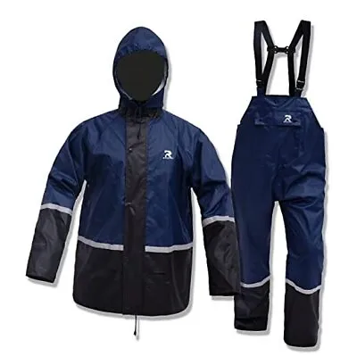  Rain Suits For Men Waterproof Breathable Rain Gear Durable Oxford Large Navy • $74.98
