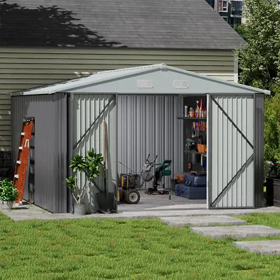 Metal Garden Shed Sheds 10 X 8/10/12FT Outdoor Storage House Lockable • £139.99