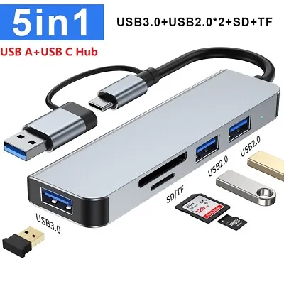 5 In 1 USB Type C Hub USB 3.0 Splitter SD/TF Card Reader For MacBook PC Laptops • $13.49