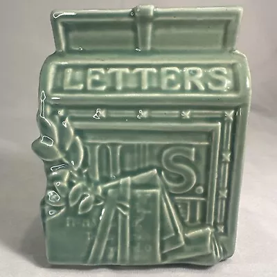 McCoy USA Pottery Mail Box Letters  Green Wall Pocket Vintage 1951 • $65.32