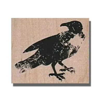 Faded Raven RUBBER STAMP Halloween Crow Bird Spooky Birds Poe Mixed Media • $9.44
