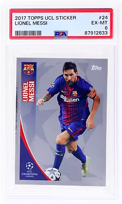 2017 Topps UEFA Champions League Stickers #24 Lionel Messi PSA 6 • $20