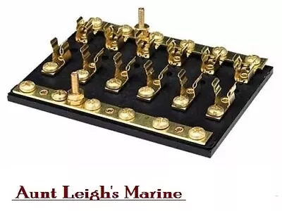 SeaChoice Marine 6 Gang Fuse Terminal Block Common Buss Bar Brass Clips Contacts • $22.88