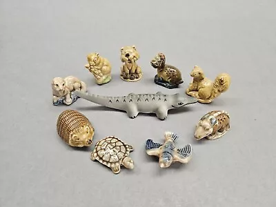 A Collection Of 9 Wade Animal Whimsies And One Other Ceramic Crocodile. • £4.95