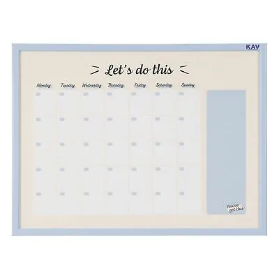 KAV Magnetic Dry Erase Monthly Planner White Board Blue MDF Frame Easy Install • £39.50