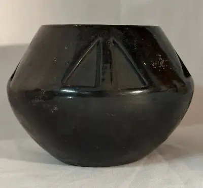 San Ildefonso Black On Black Pottery Vase Signed By Juanita • $150