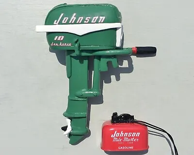 Miniature Outboard Motor Green '55 Johnson Sea Horse 10 Hp W/matching Gas Tank • $69.95