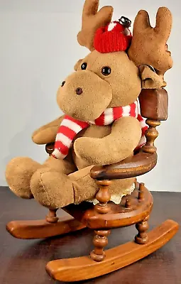 Plush Sitting Moose Neck Scarf & Hat 9  Super Soft In Rocking Chair   • $19