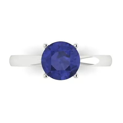 1.50ct Round Cut VVS1 Tanzanite Stone Wedding Bridal Promise Ring 14k White Gold • £264.08