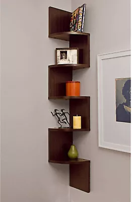 Vertical Zig-Zag Corner Wall Shelf Unit Mid-Century Modern 5 Shelves Display • $93.60